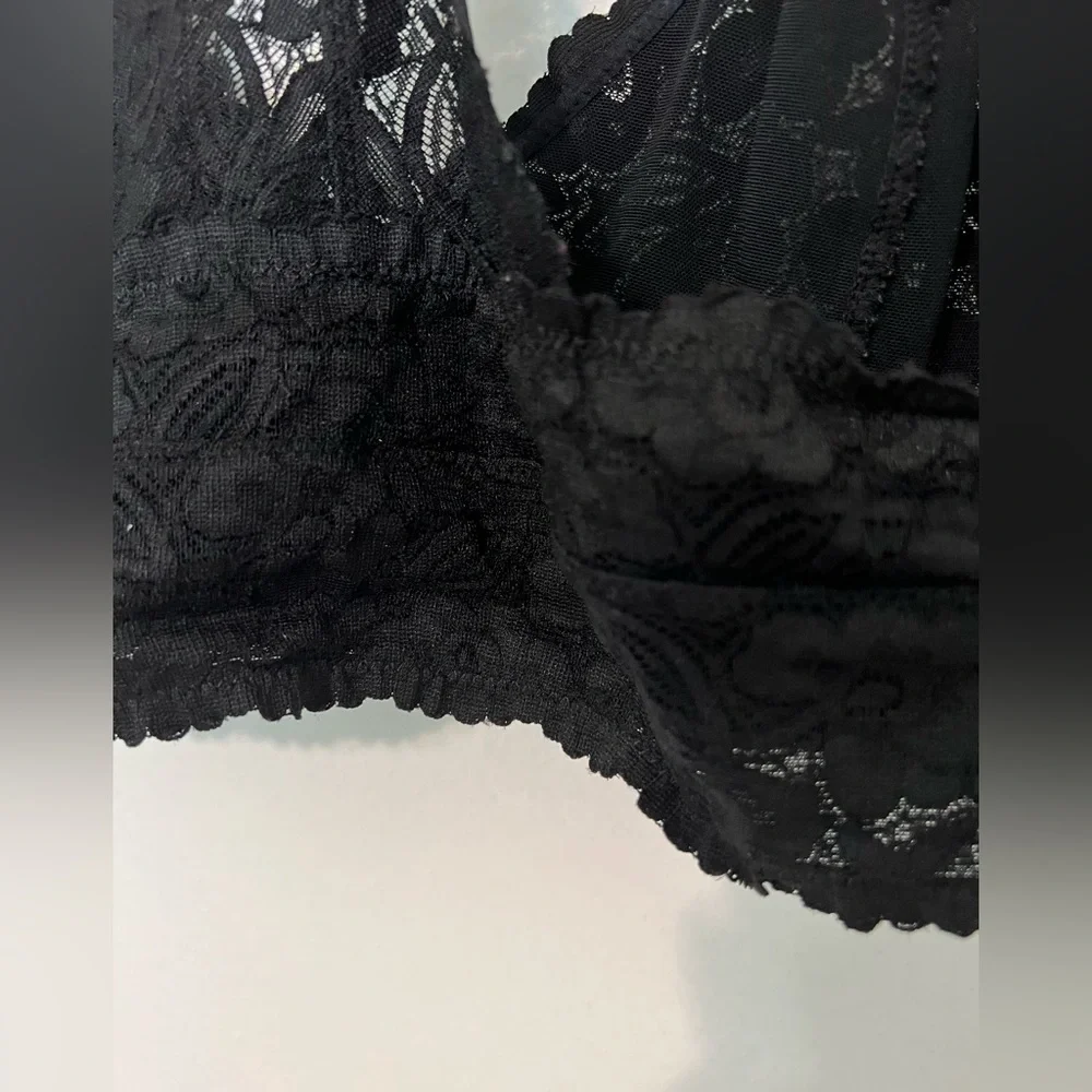 Free People Women's Galloon Lace Racerback - Black Sz Large - Picture 12 of 12